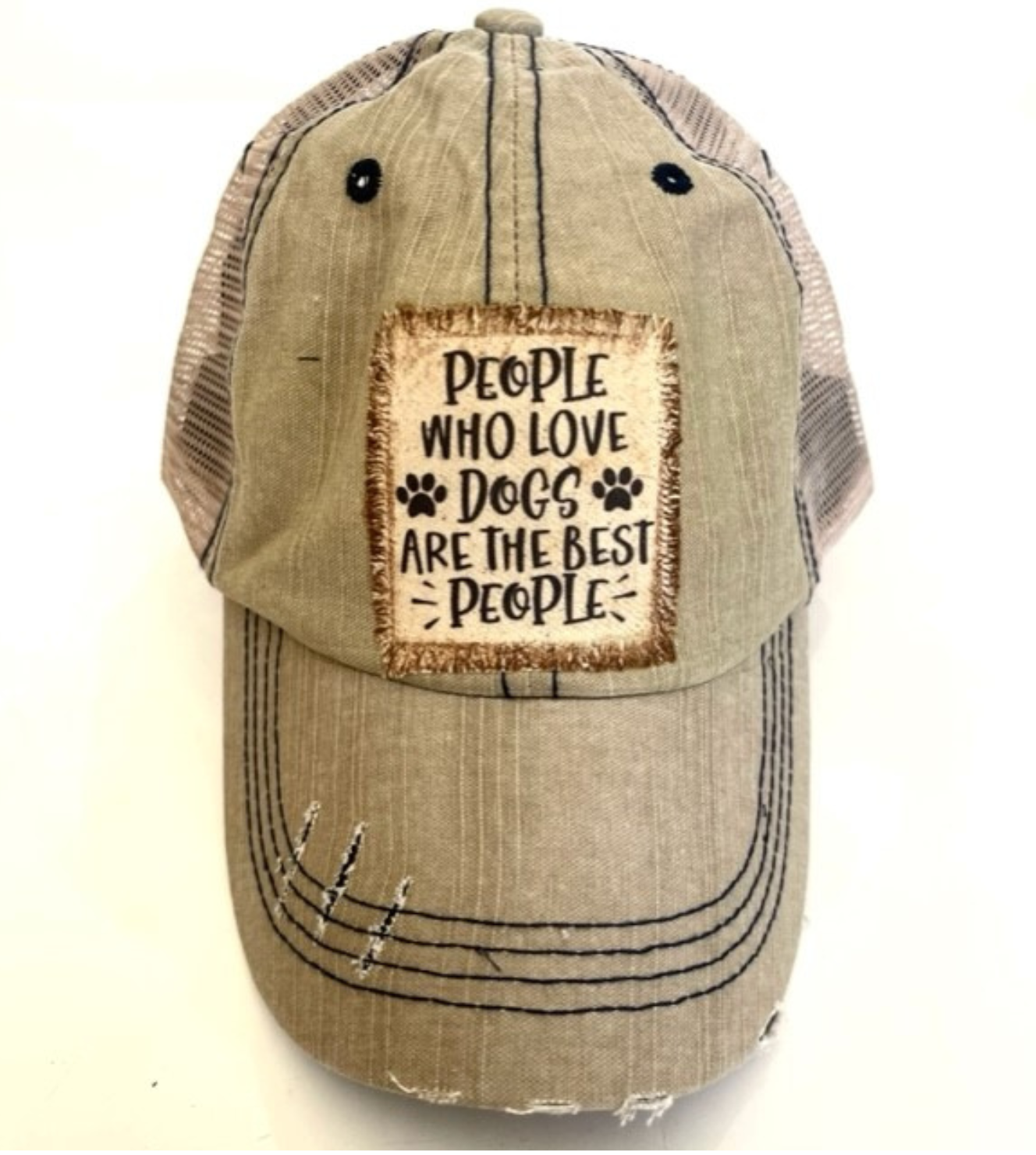 Jana's Flannels - "PEOPLE WHO LOVE DOGS ARE THE BEST PEOPLE" DISTRESSED TRUCKER HAT