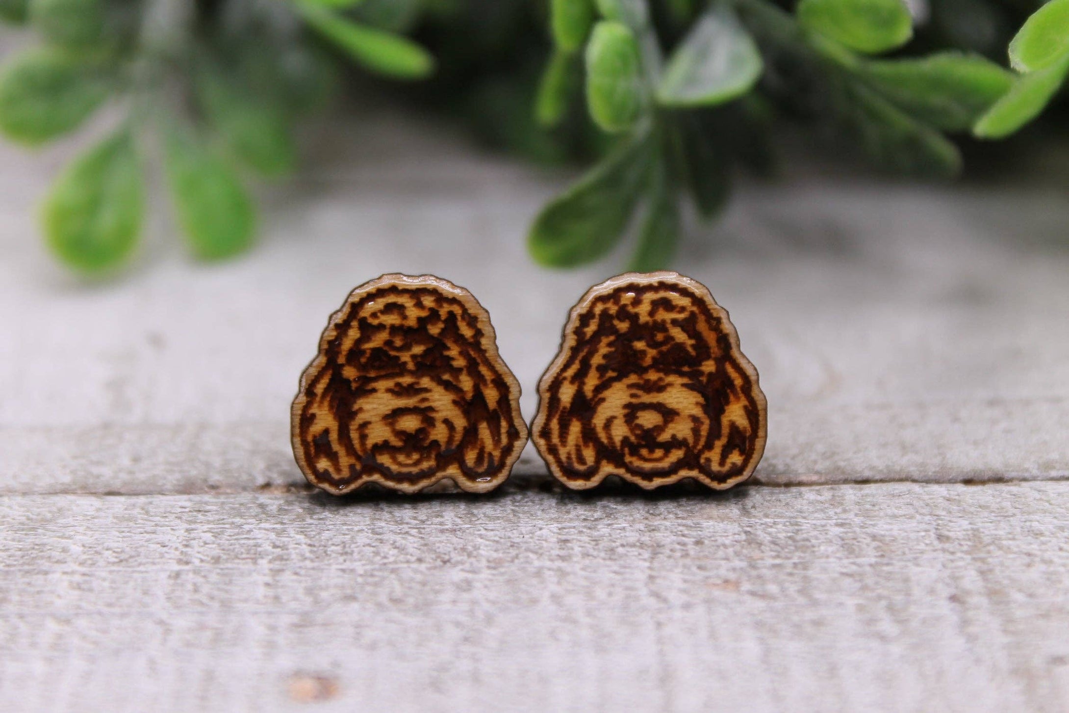 Hylidae Boutique - Doodle Dog Breed Wood Stud Earrings