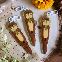 Load image into Gallery viewer, Camp Mustelid - Acrylic Floating River Otter Keychain
