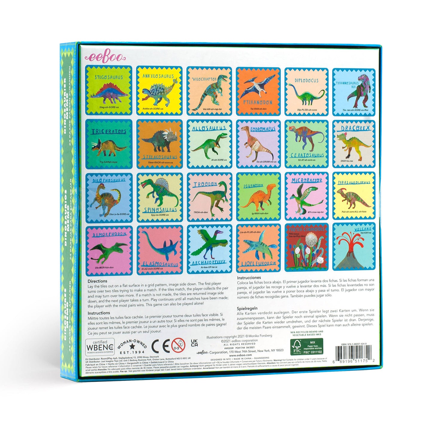 eeBoo - Shiny Dinosaur Memory and Matching Game