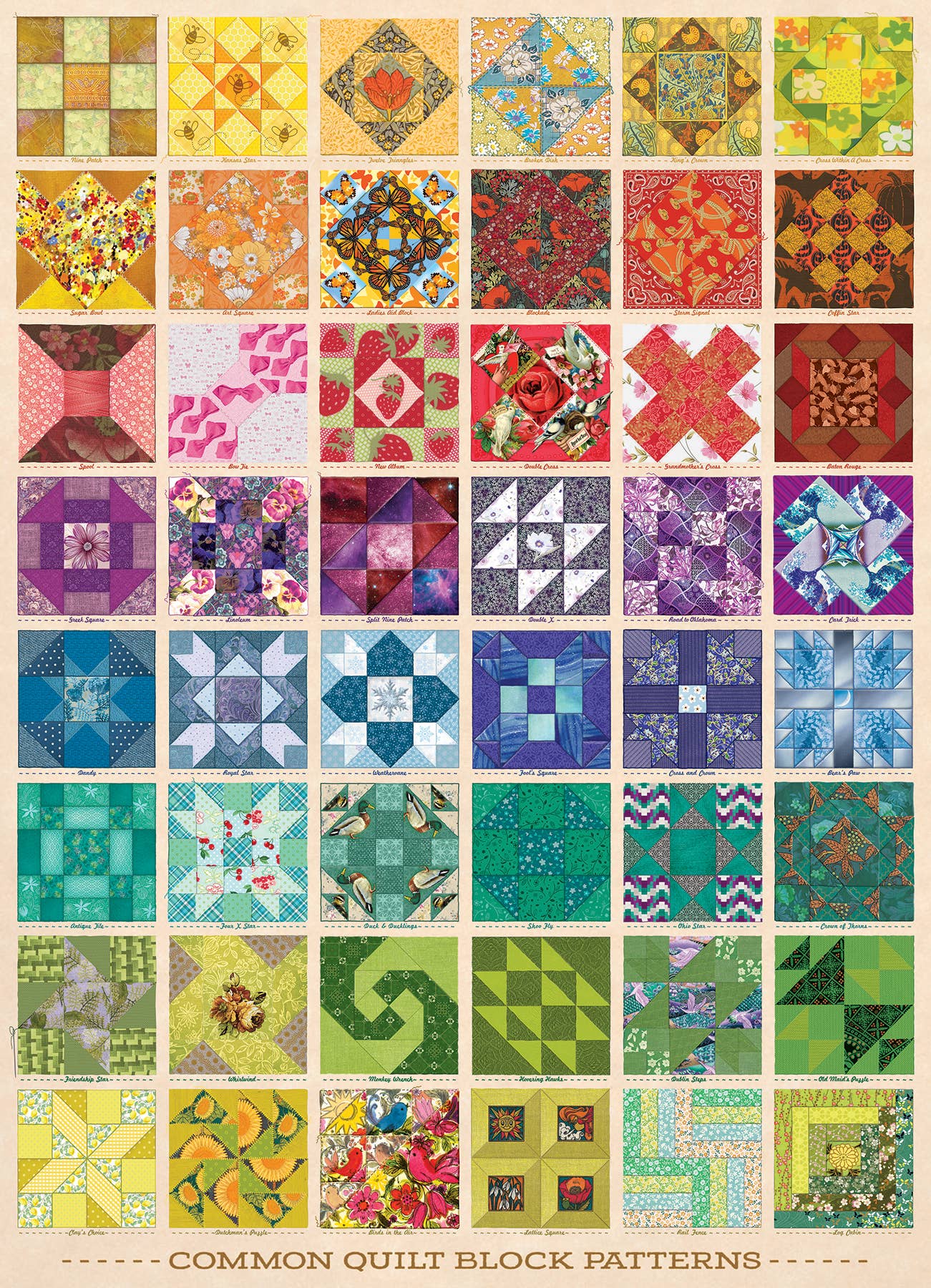 Outset Games and Cobble Hill Puzzles - Common Quilt Blocks 1000pc puzzle