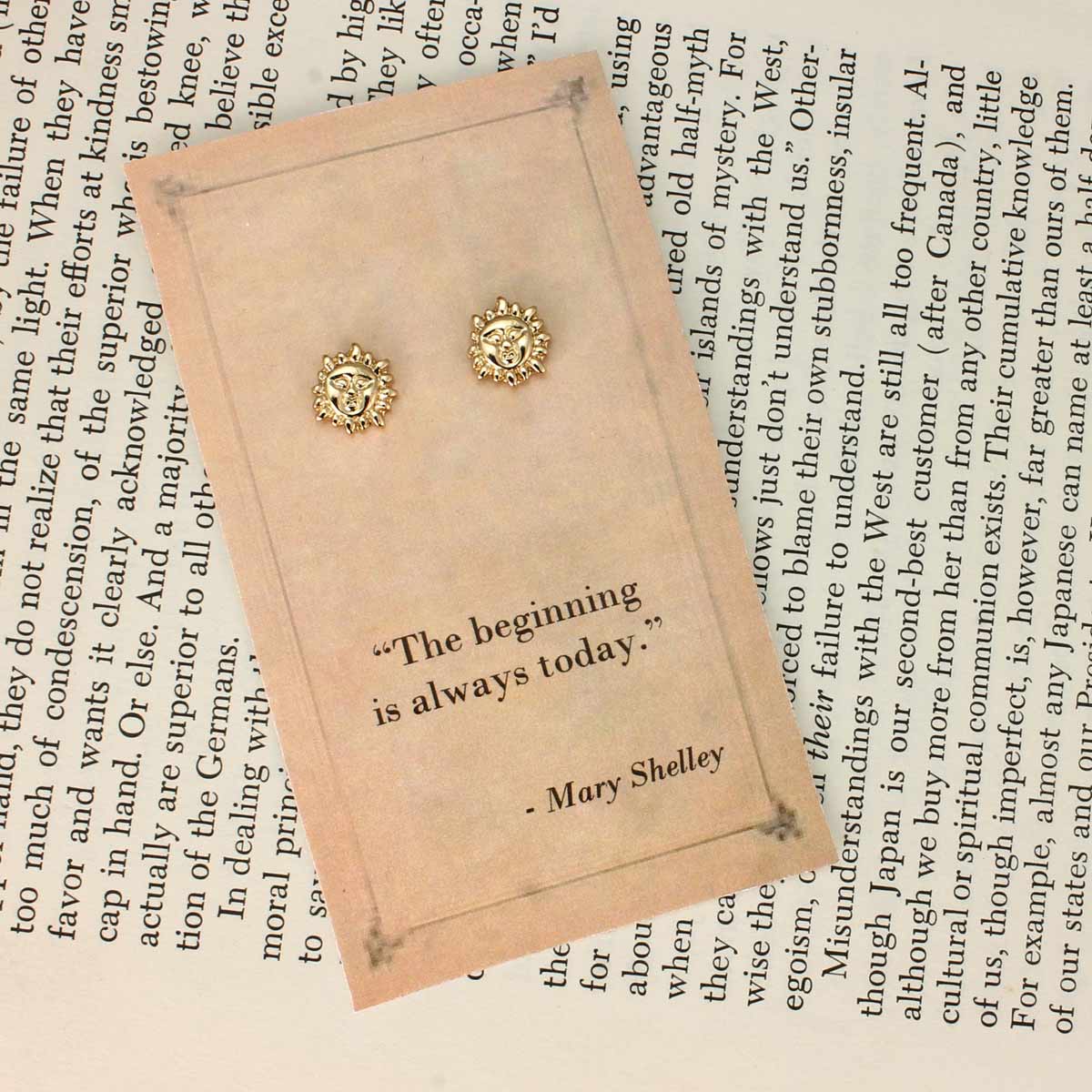 ZAD - Literary Quote Sun Post Earrings