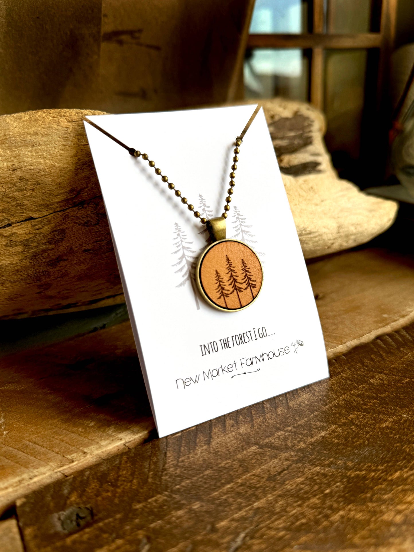 New Market Farmhouse -  Forest Leather Pendant Necklace