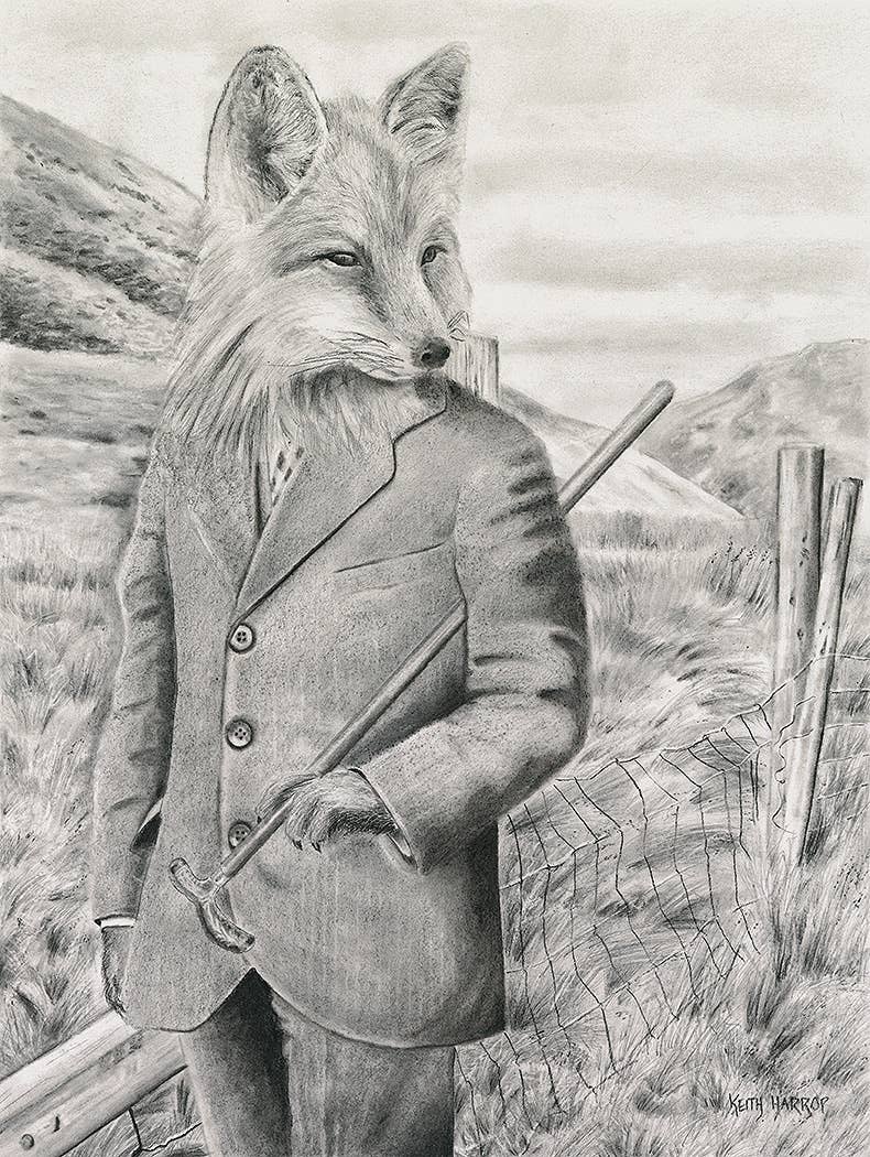 Keith Harrop - Pencil Art - Postcard: - Country Fox
