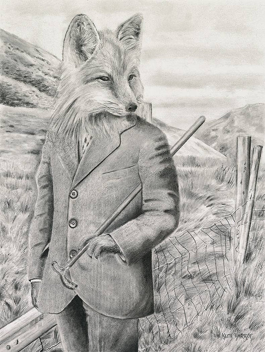 Keith Harrop - Pencil Art - Postcard: - Country Fox