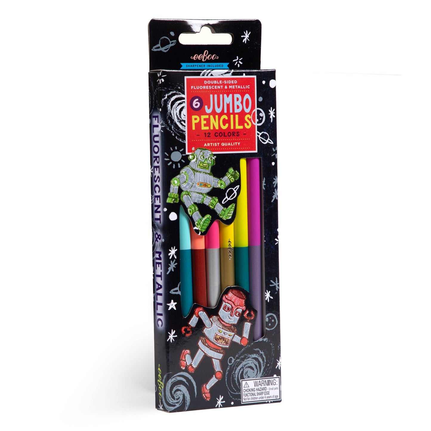 eeBoo - Silver Robot 6 Jumbo Special Pencils