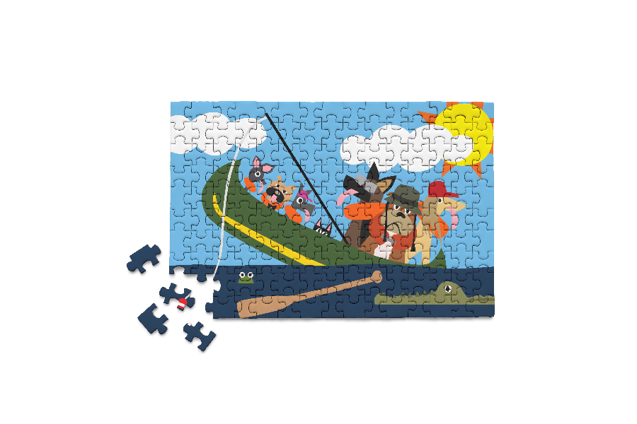 Micro Puzzles - Dogs in Canoe Jigsaw Puzzle