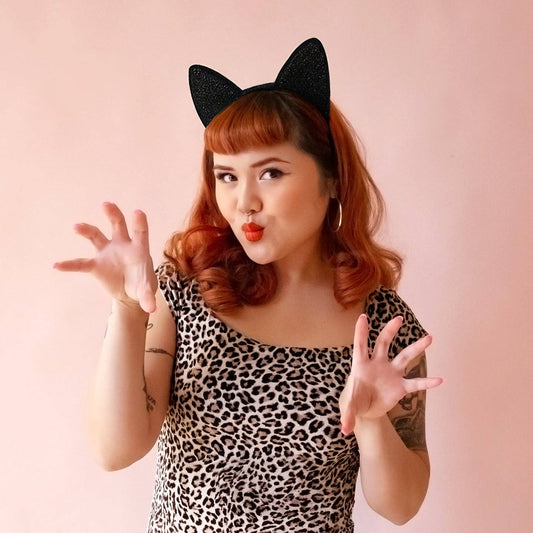 Sunshine Studios - Luxe Cat Ears | Black Sparkle | Halloween