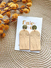 Load image into Gallery viewer, Finley River Millworks  Embossed Daffodils  Clay Earrings
