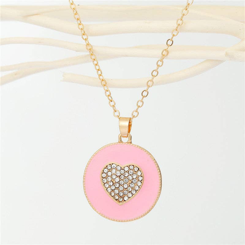 Nette Road Wholesale - Enamel Zircon Heart Necklace