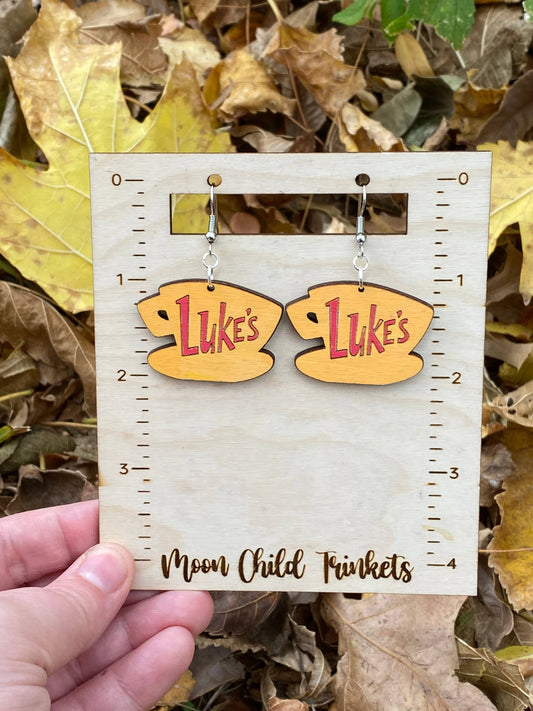 Moon Child Trinkets - Gilmore Girls Lukes Diner Hand Painted Wood Earrings