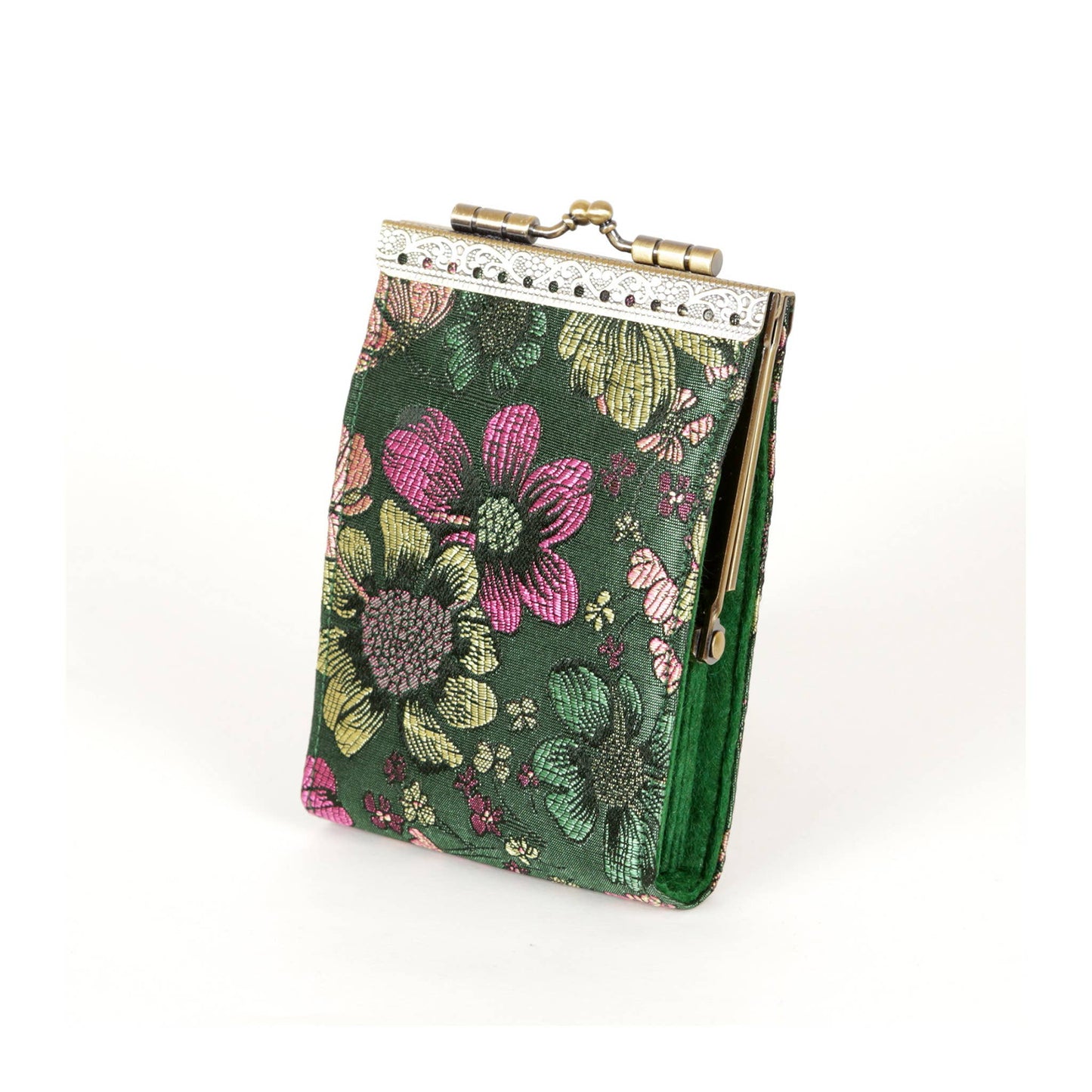 Cathayana - Bamboo Leaves, Brocade Card Holder with RFID Protection