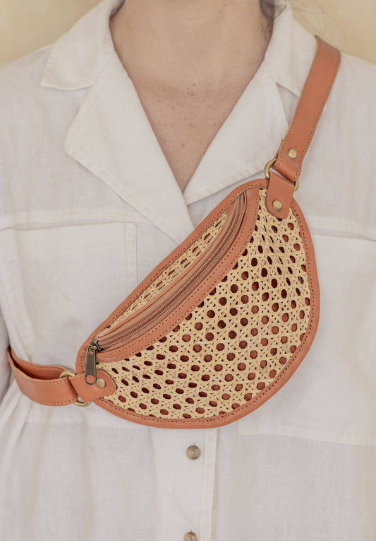 Village Thrive - Raja Leather and Cane Sling Bag