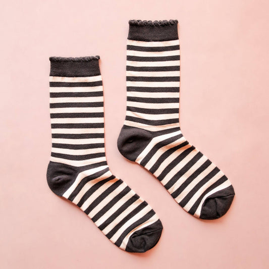 Sunshine Studios - Striped Crew Socks | Black | Halloween