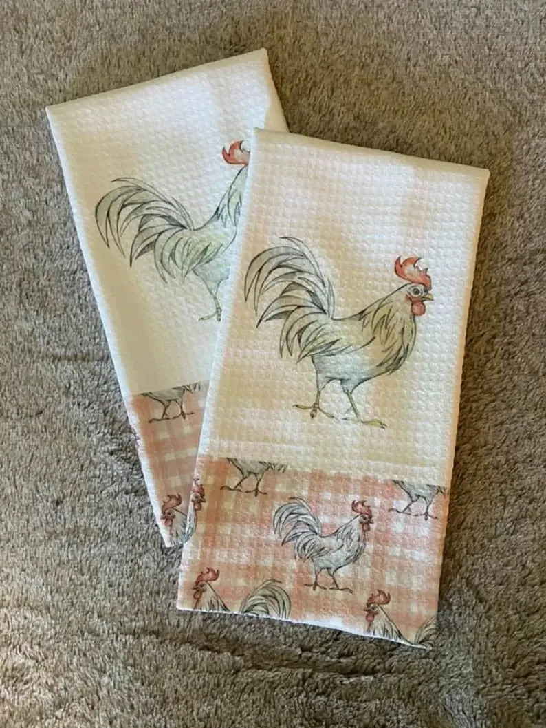 Prairie Chicken Sticker Shop & Gifts - Vintage Chicken Waffle Weave Dish Towel Tea Towel