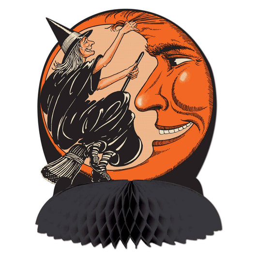 Beistle - Vintage Halloween Witch & Moon Centerpiece