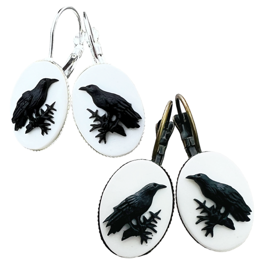UMBRELLALABORATORY - Gothic Lolita Raven Cameo Earrings