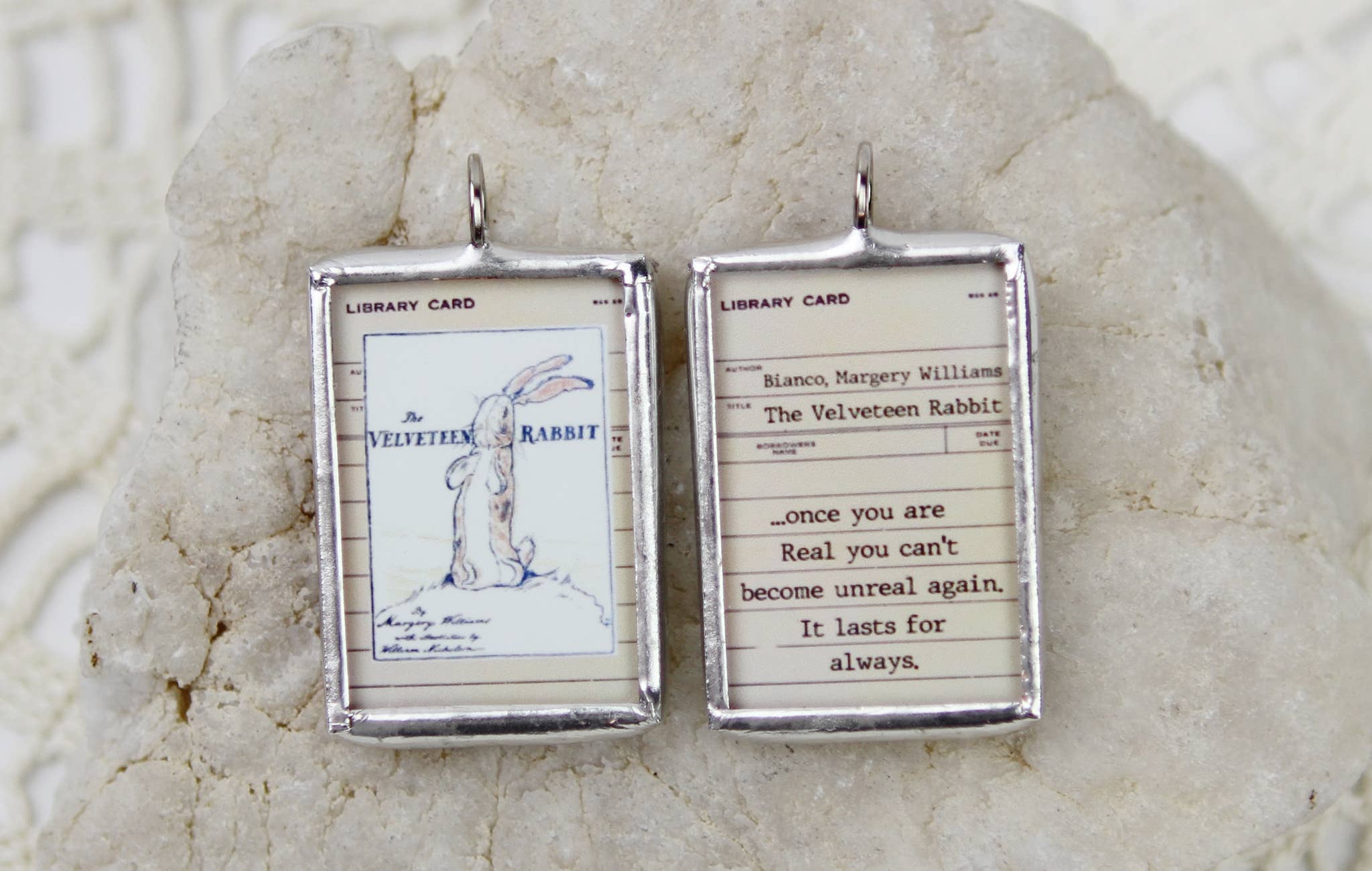 Jennifer Dahl Designs LLC - The Velveteen Rabbit Vintage Book Cover Charm Necklace 