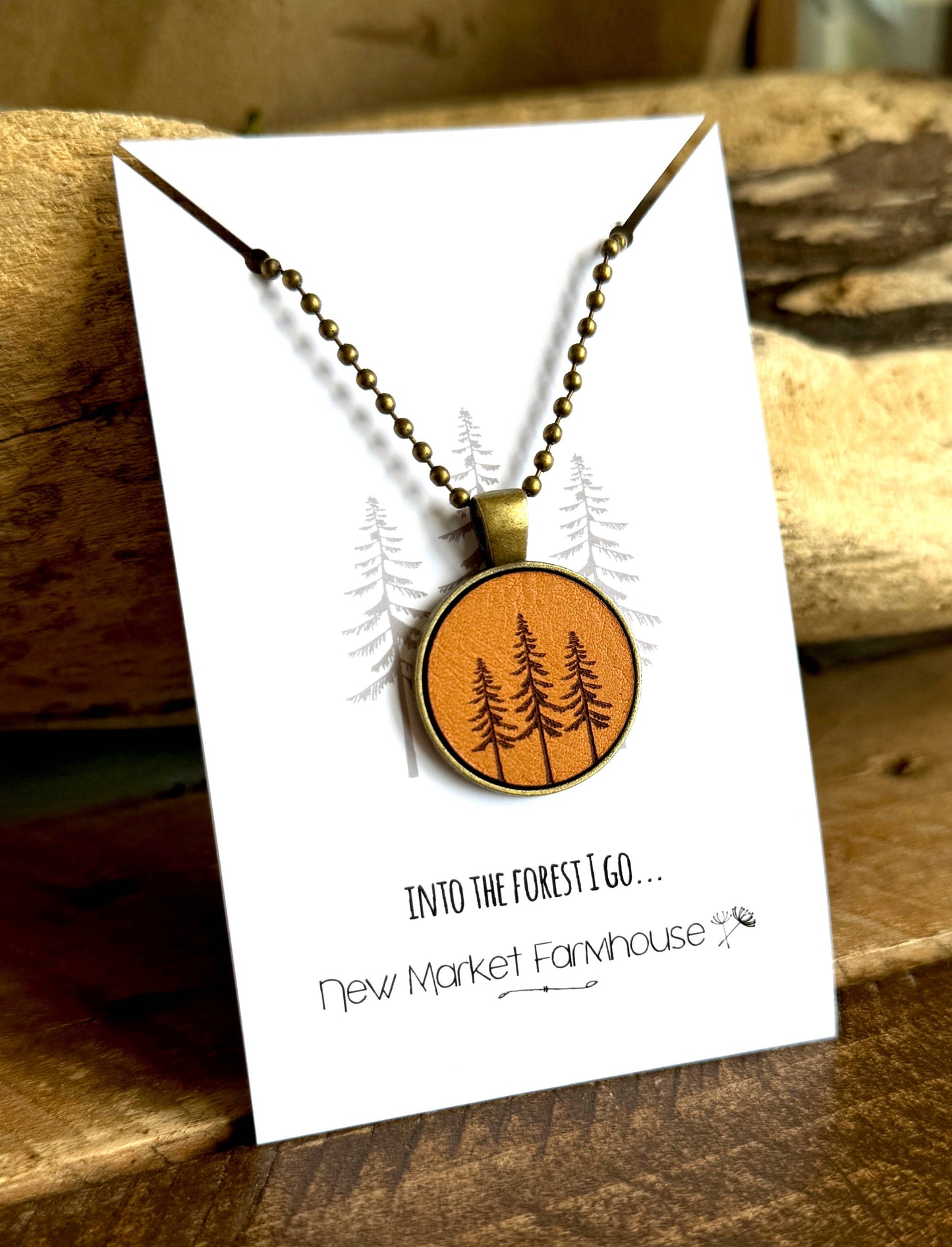 New Market Farmhouse -  Forest Leather Pendant Necklace