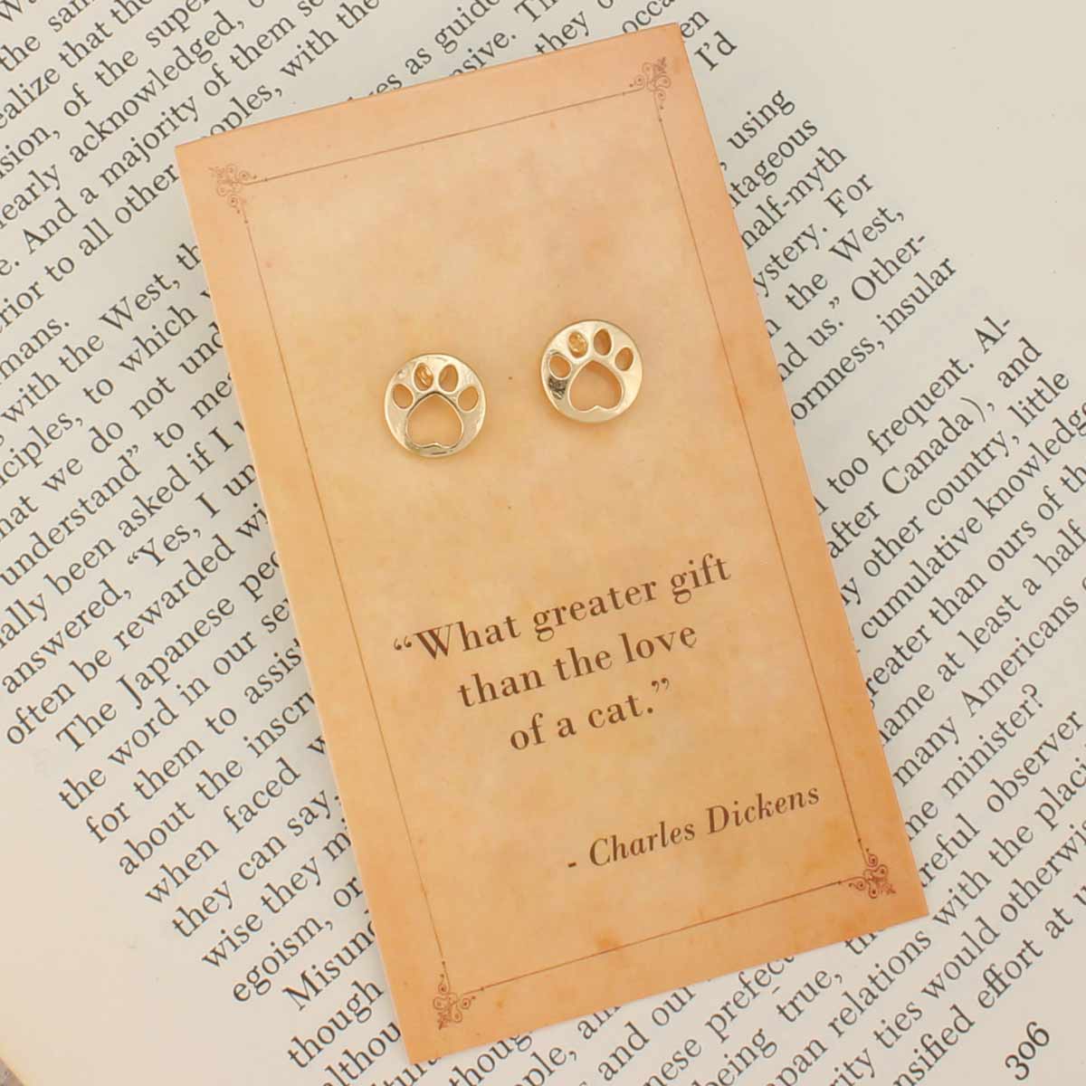 ZAD - Literary Quotes Cat Post Earrings
