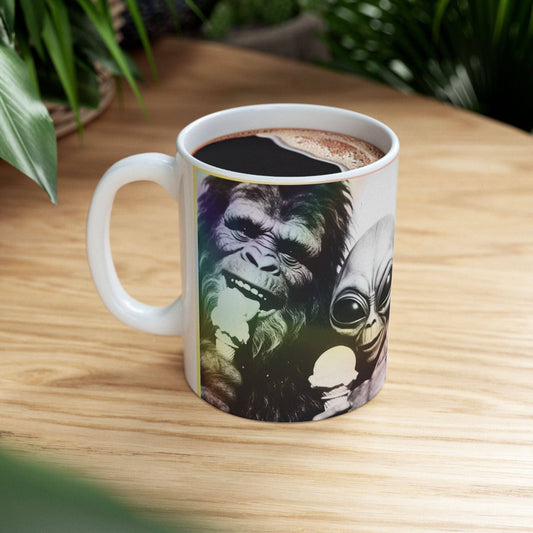 Midnight Myth - Ice Cream Break Alien Bigfoot Ceramic Novelty Coffee Mug