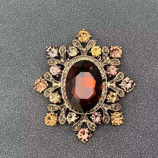 Mio Queena - Vintage Sparkling Glass & Rhinestone Snowflake Brooch