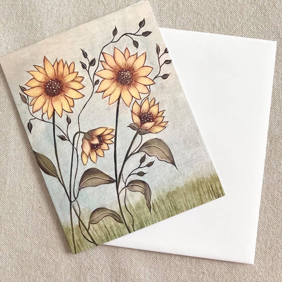 Artwork by Sandra Naufal - Sunflowers Notecard