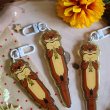 Load image into Gallery viewer, Camp Mustelid - Acrylic Floating River Otter Keychain
