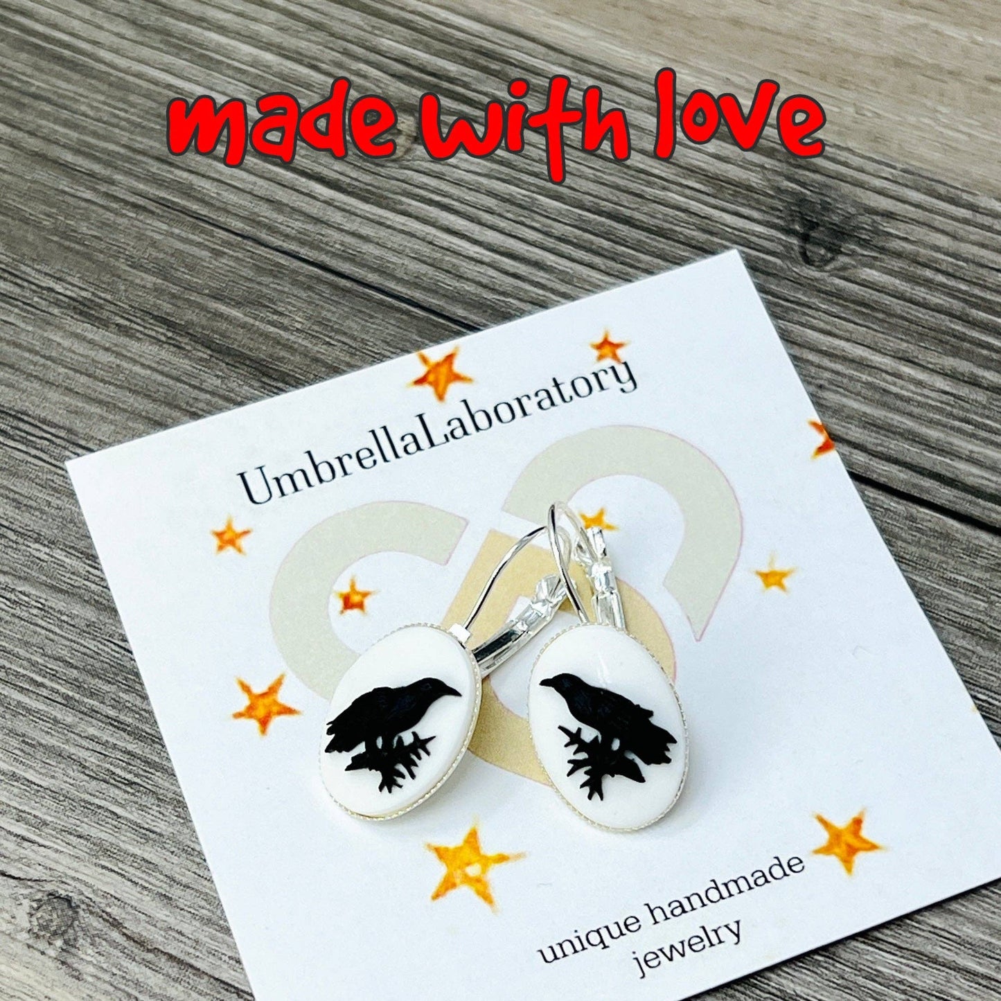 UMBRELLALABORATORY - Gothic Lolita Raven Cameo Earrings