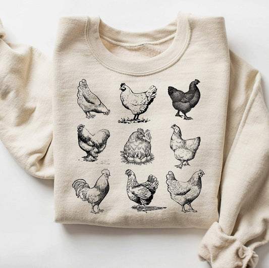 Peach Closet - 9 Chicken Sketches Crew Sweatshirt