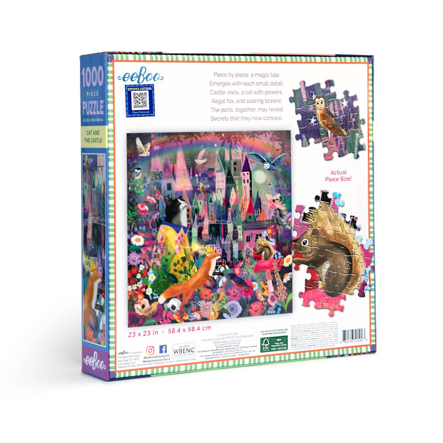 eeBoo - Cat and the Castle 1000 Piece Square Puzzle