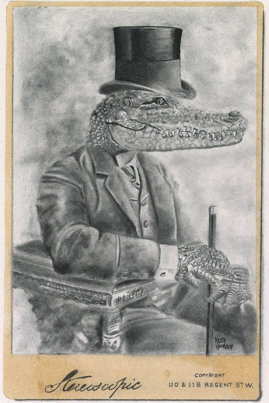 Keith Harrop - Pencil Art - Postcard. Alligator