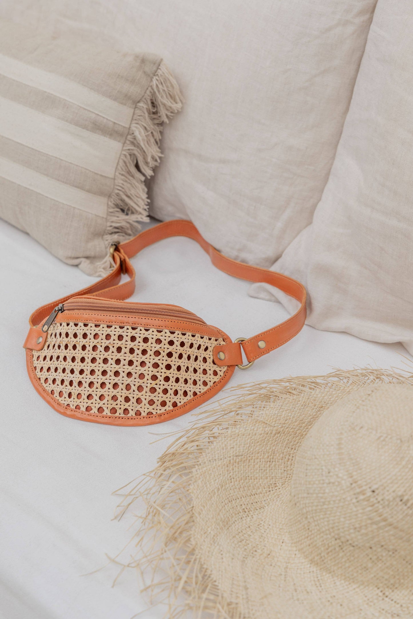 Village Thrive - Raja Leather and Cane Sling Bag