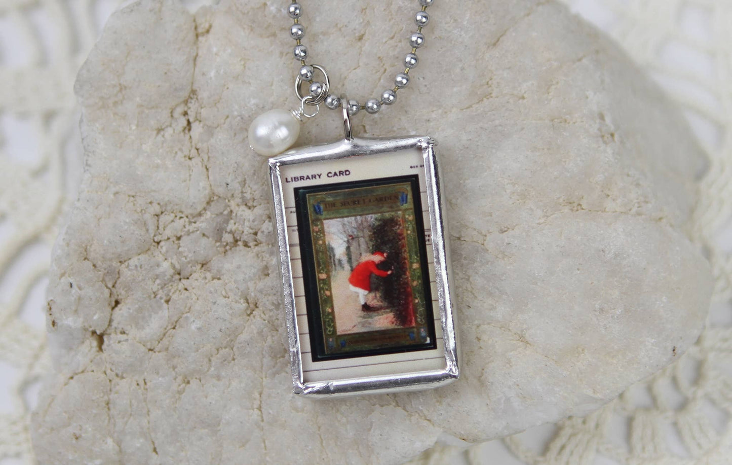 Jennifer Dahl Designs LLC - The Secret Garden Vintage Book Cover Charm Necklace 