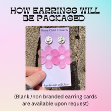 Load image into Gallery viewer, Moon Child Trinkets - Powerpuff Girls Blossom Hand Painted Wood Dangle Earrings
