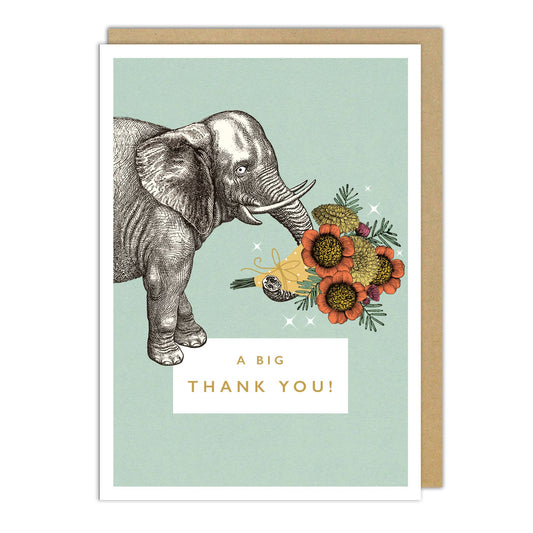 Notes & Queries, Inc. - Elephant Flowers Thank You Card