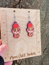 Load image into Gallery viewer, Moon Child Trinkets - Powerpuff Girls Blossom Hand Painted Wood Dangle Earrings
