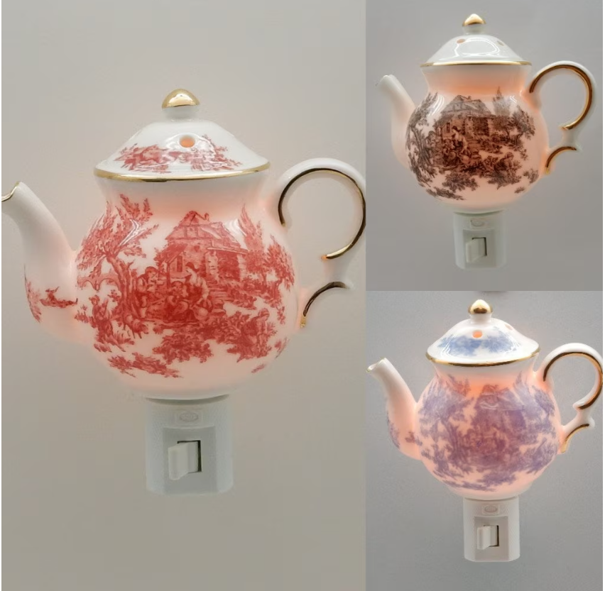 Green Pastures Wholesale - English Toile Teapot Nightlight