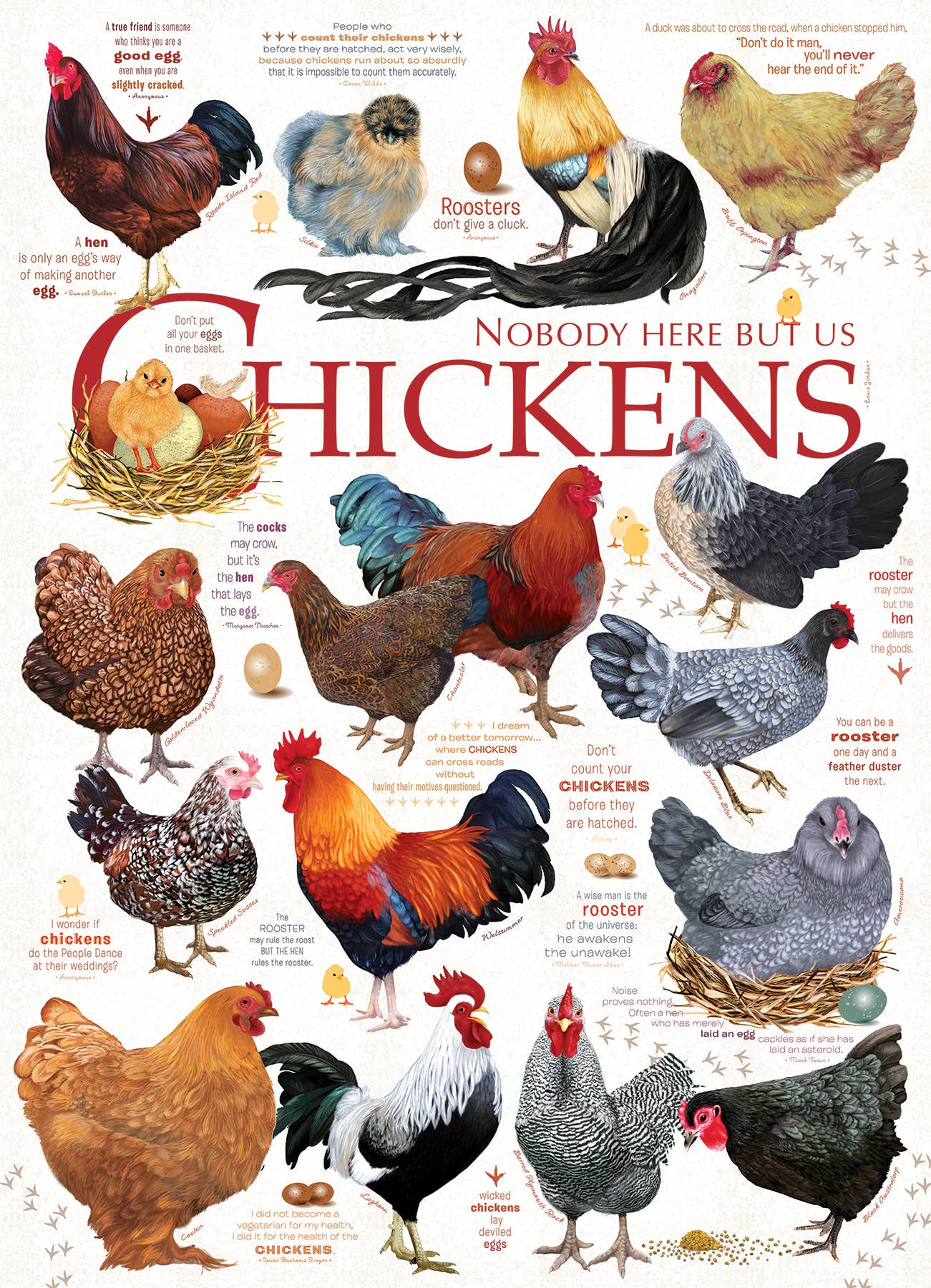 Outset Games and Cobble Hill Puzzles - Chicken Quotes 1000pc puzzle