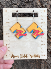 Load image into Gallery viewer, Moon Child Trinkets -  Nostalgia MTV Inspired Hand Painted Wood Dangle Earrings
