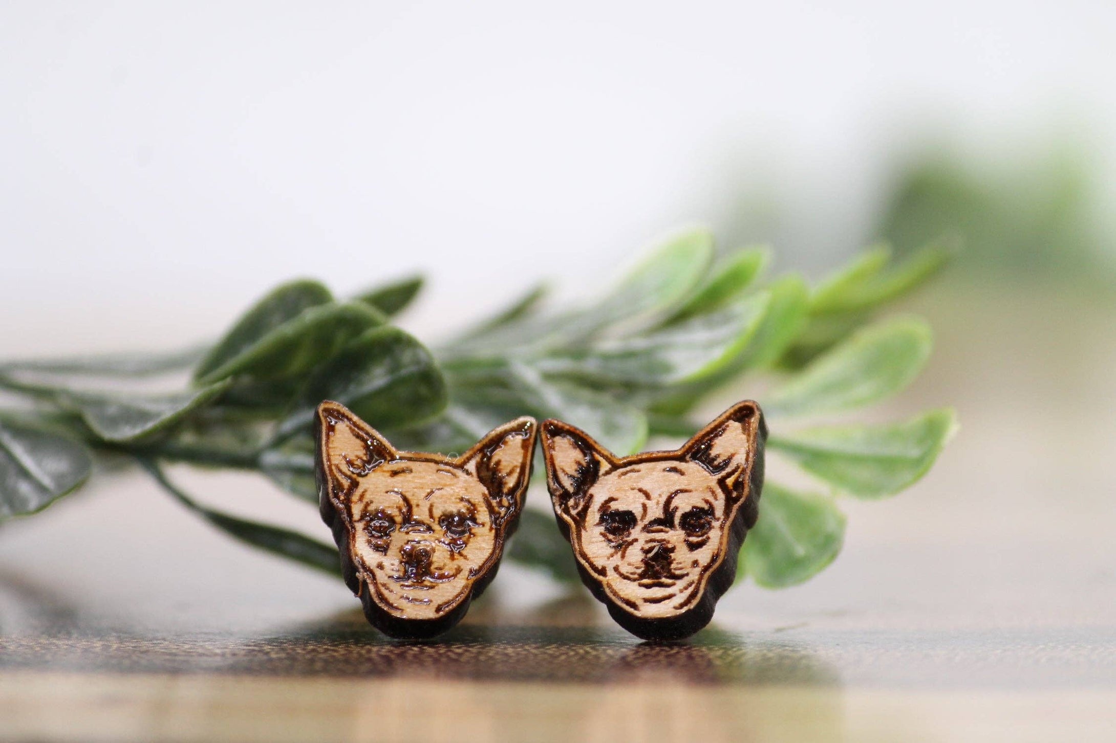 Hylidae Boutique - Chihuahua Dog Breed  Wood Stud Earrings