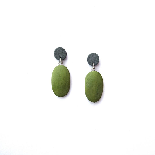 Katie and Company - Pagosa bright green and gray earrings