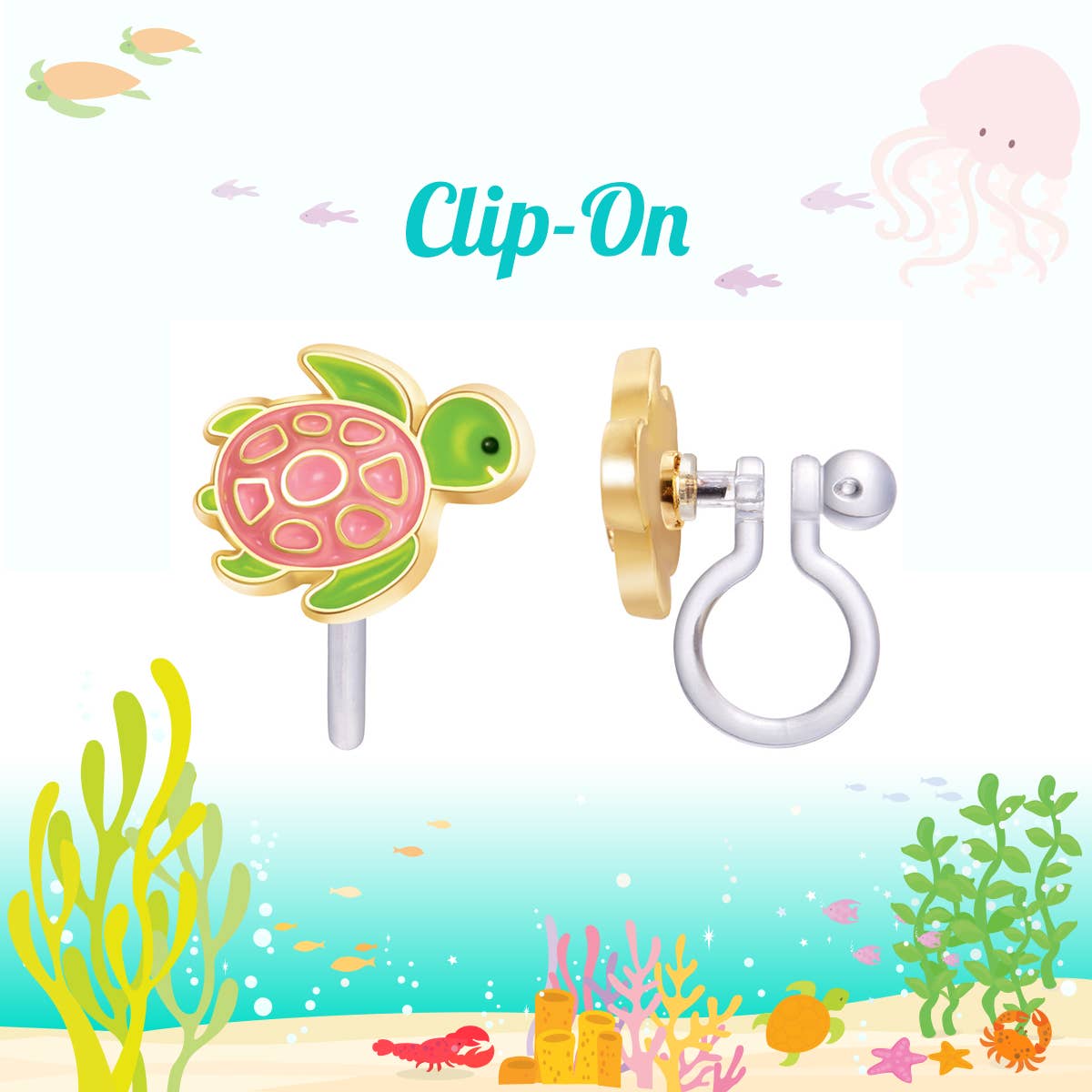 Girl Nation -  Cutie Clip On Earrings- Turtle-y Awesome