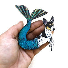 Load image into Gallery viewer, Pergamo Paper Goods - Rat Terrier Mermaid Wood Magnet
