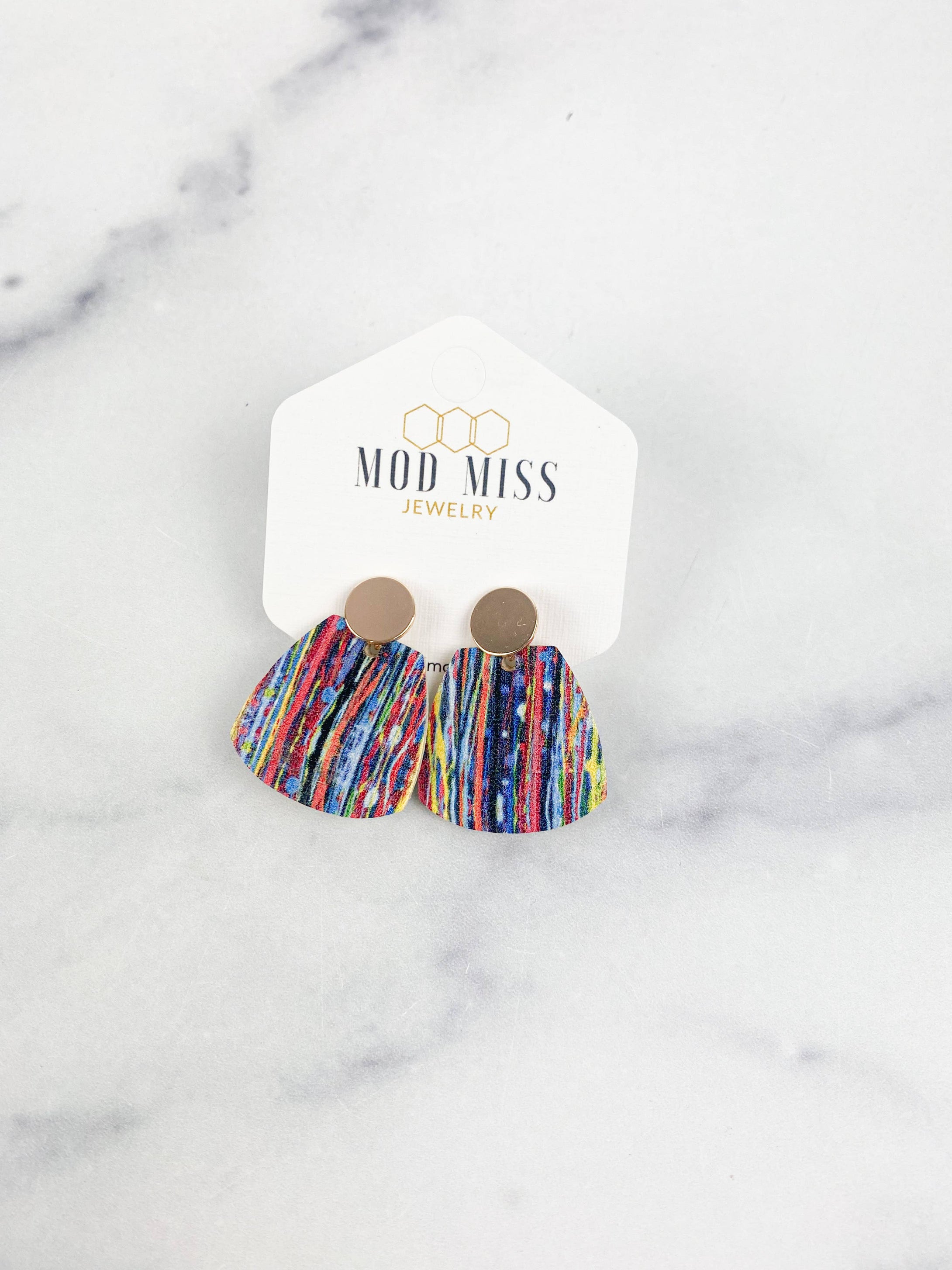 Mod Miss Jewelry - Cork Trapezoid Stud Earrings 