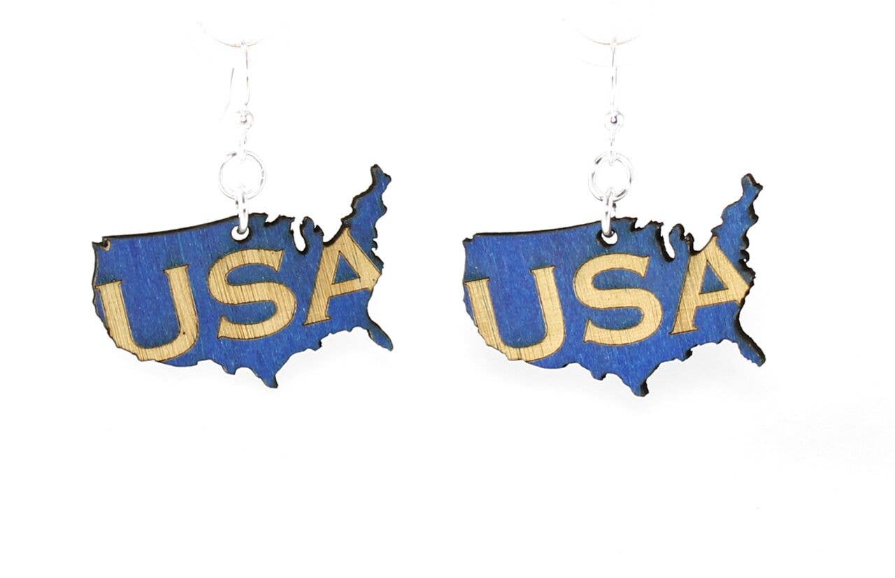 Green Tree Jewelry - USA Country Earrings: Royal Blue