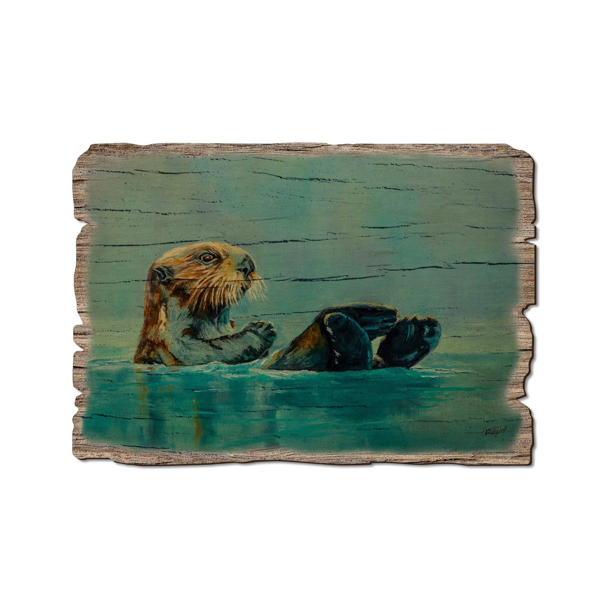 DaydreamHQ - Pools Never Closed Otter - Rustic Wood Postcard