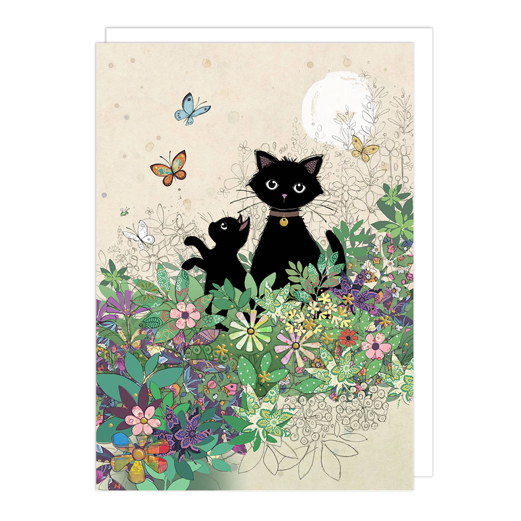 Notes & Queries, Inc. - Butterflies & Cats Blank Card